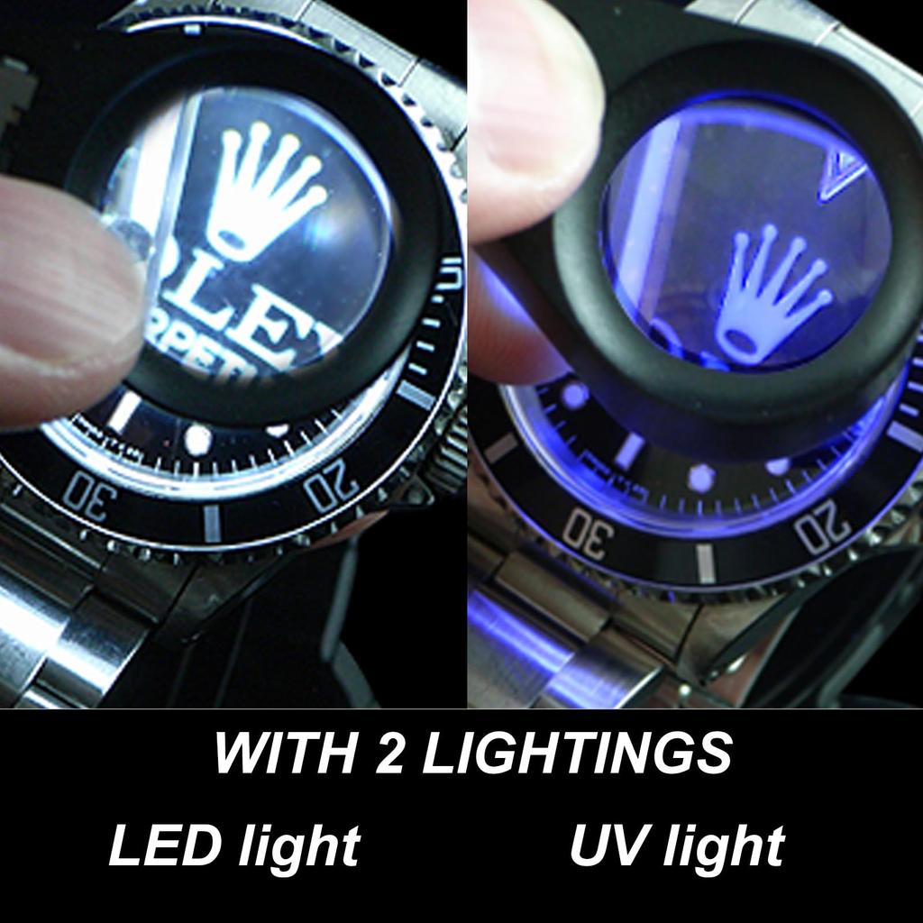 GAIN EXPRESS Foldable 20X Magnifying 20x Triplet Jewelry Loupe with LED and UV Light for and Jewelry Appraisal Glass, 21mm, Magnification, Lens,