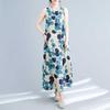 Long Skirt Summer New Sleeveless Round Neck Printed Mid Length Dress