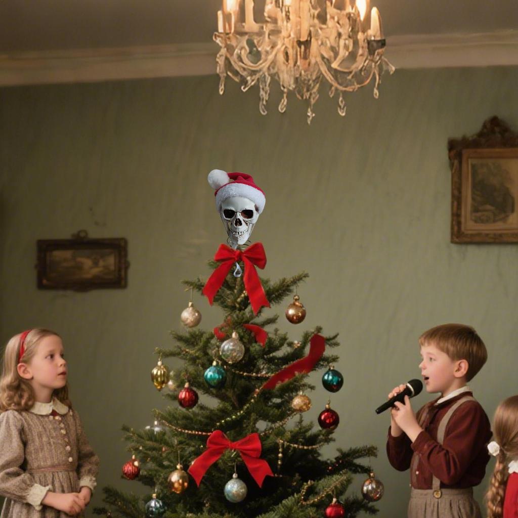 Christmas Tree Topper Halloween Tree Spooky Decorations 5 Inch Skeleton Head Party Props For Halloween Garden Home Lawn Desk