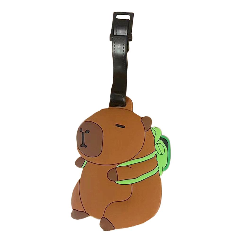 Unique Capybara Bag Pendant Cartoon Luggage Label PVC Identifier Japanese Kawaii Culture Inspired Portable Label