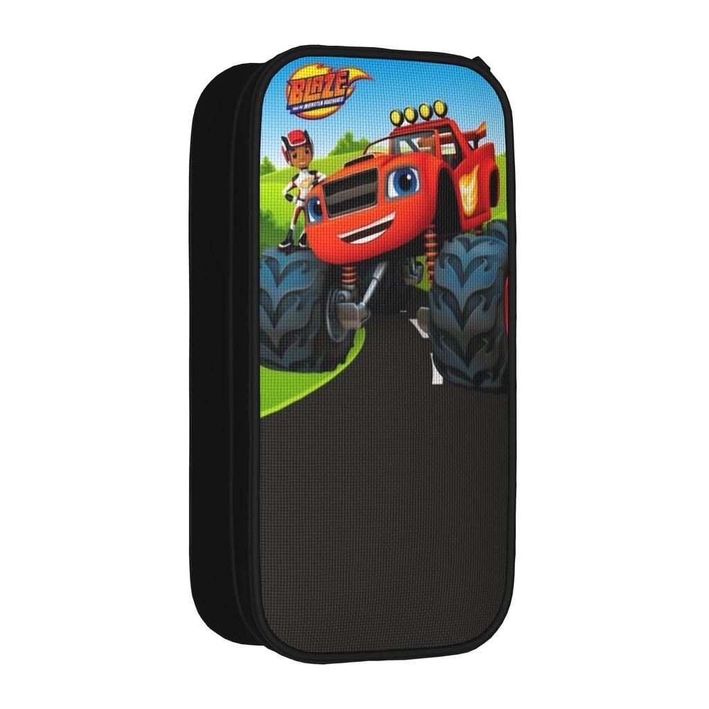 Large Pen Box Blaze and the Monster Machines Merch Double Layer Pencilcase Girl Makeup Bags Amazing Gift
