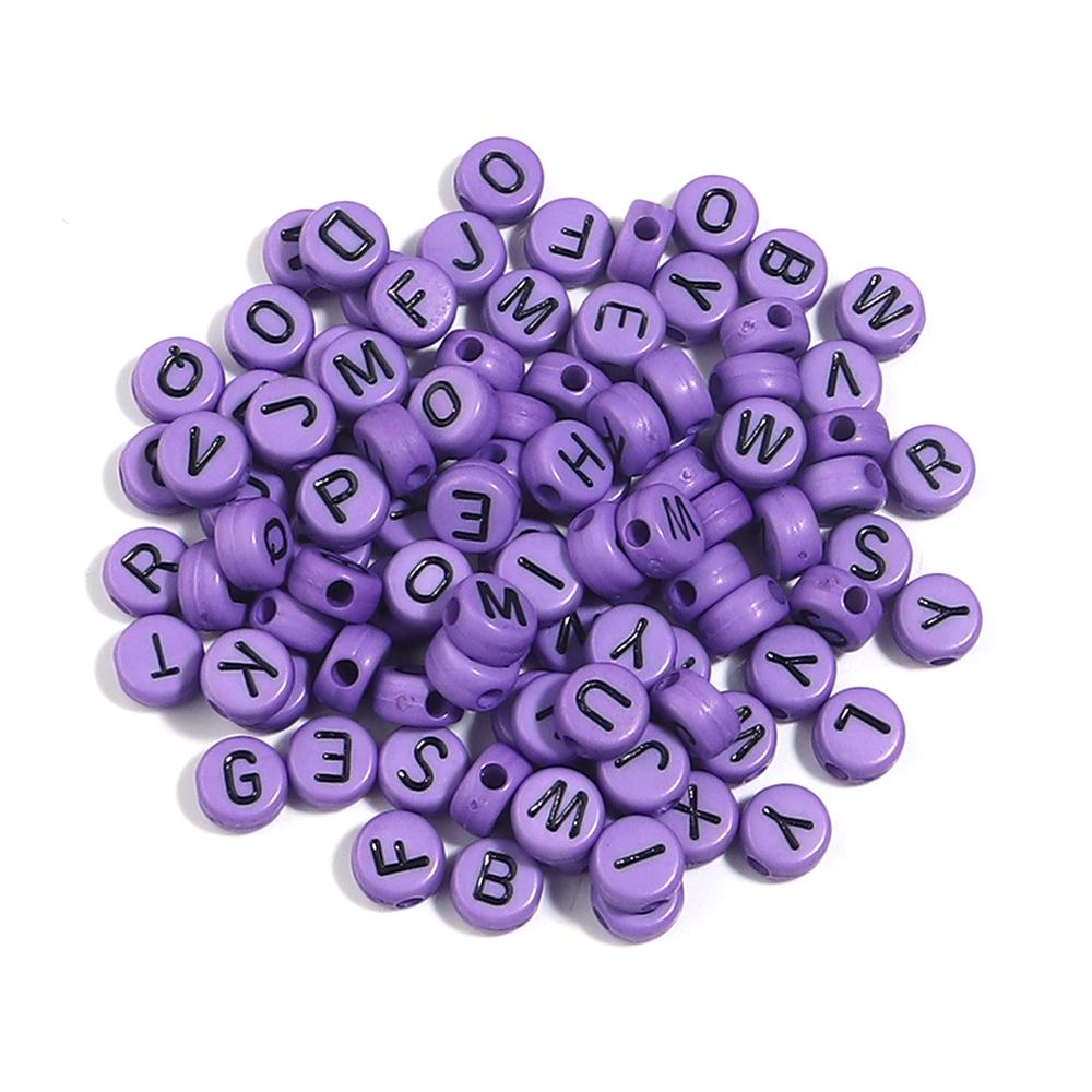 100pcs 6.8mm Acrylic Letters Beads Multicolor Flat Round Alphabet Loose Spacer Beads For Jewelry Making DIY Bracelet Accessories