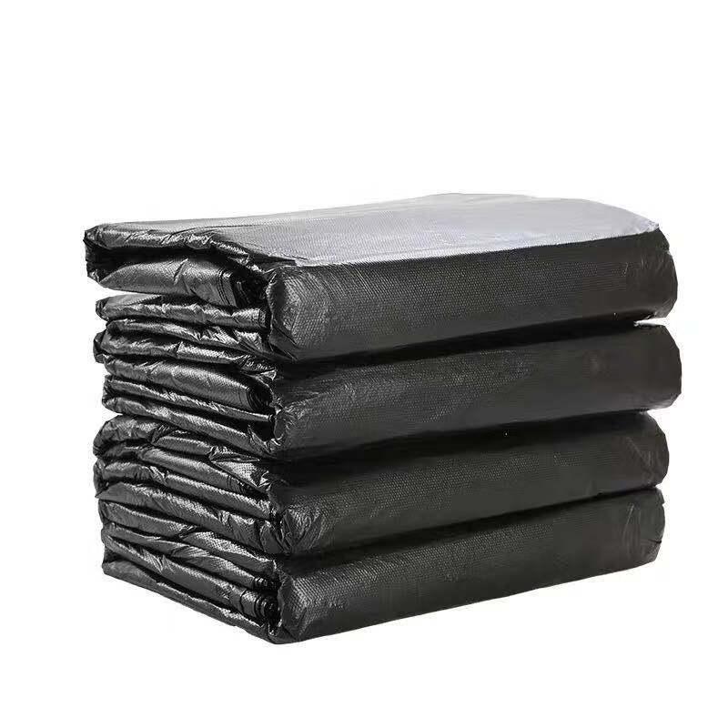 Vivian VV-006 Black Heavy-Duty HDPE Flat-Mouth Garbage Bags, 130x100cm, 50 Count