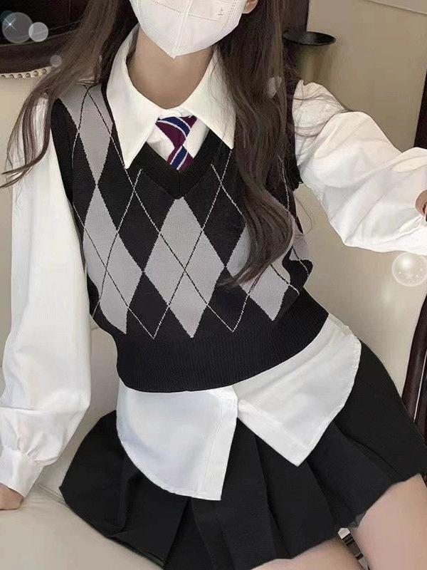 Waist-Cinching Slim White Academy Style JK Shirt for Spring and Autumn