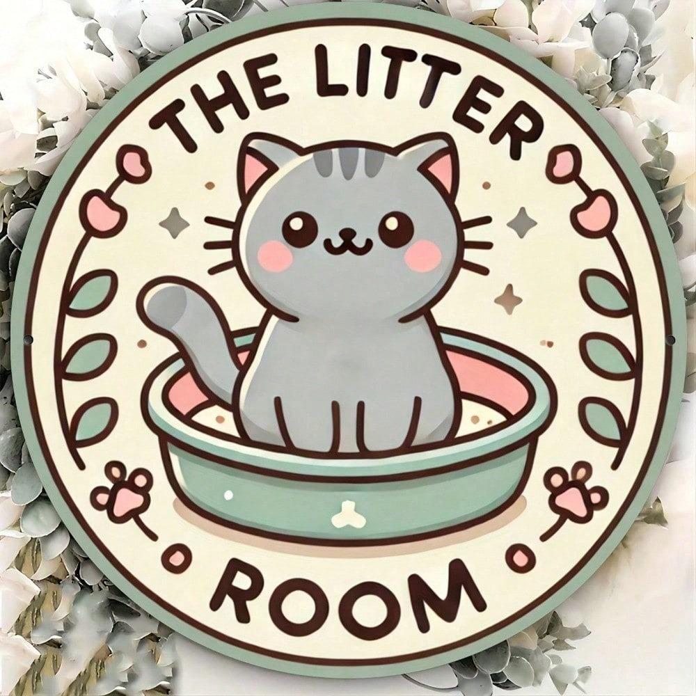 1pc Vintage Cat Round Metal Sign 7.8x7.8 Inch Wall Art Home Bar Cafe Garage Decor