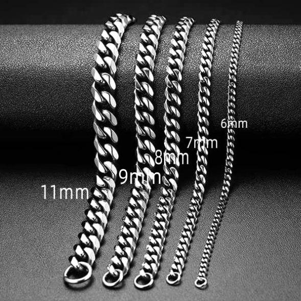 Men's European-American Titanium Steel Cuban Bracelet - Polished Six-Sided Simple Design Trendsetter Jewelry