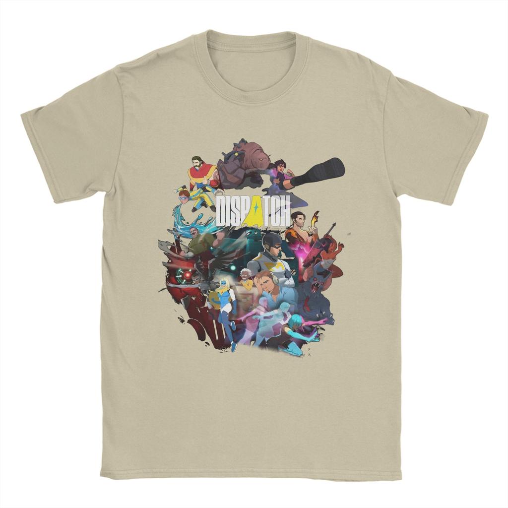 Dispatch Game Character Collage Cotton TShirt For Men Beach Vintage T Shirts O Neck Trending Tees Oversize Custom Logo Tops