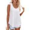 Women U-neck Hollow Out Sleeveless Blouse Breathable Top