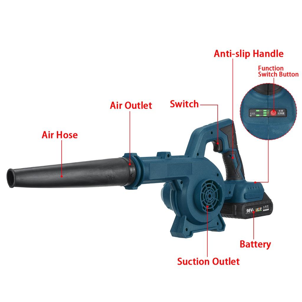 Cordless Electric Air Blower Vacuum Handheld Leaf Collector Turbo Blower Computer Dust Cleaner for 18v Battery 98VF 2000W