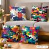 Fun Puzzle Patterns Cushion Cover Soft Plush Fabric DoubleSided Printed Cushion Covers for All Seasons Modern Home Decor
