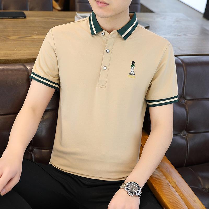 Men's Short Sleeved T-shirt Thin Business Lapel Men's Casual Short Sleeved Polo Shirt Shirt