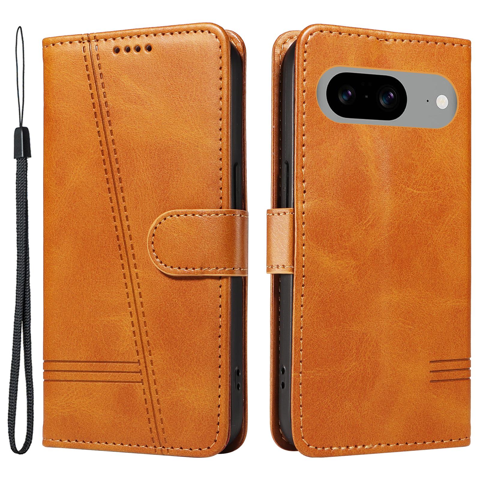 

For Google Pixel 8 Case Leather Phone Cover with Wallet and Horizontal Viewing Stand Yellow