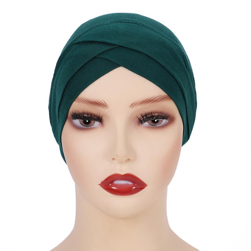 Cross Inner Hijab Women Stretch Turban Hat Lslamic Underscarf Bonnet Hat  Cotton Jersey Inner Hijab