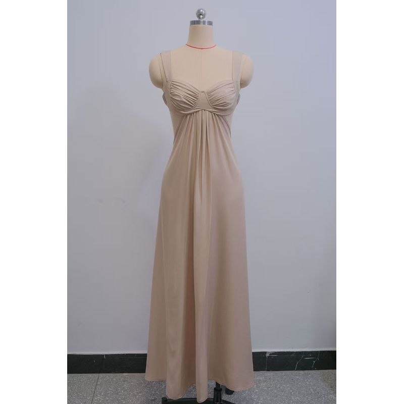 

Fashion Wind New Arrival Fashion Sexy Backless Spaghetti Straps Dress Sleeveless Backless Dress Apricot XL