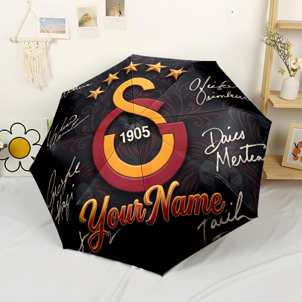 Galatasaray1 Customize Your Name Umbrella Automatic Umbrella Folding Umbrella with 8 Ribs Foldable Design Travel Essential Fashion Lovers