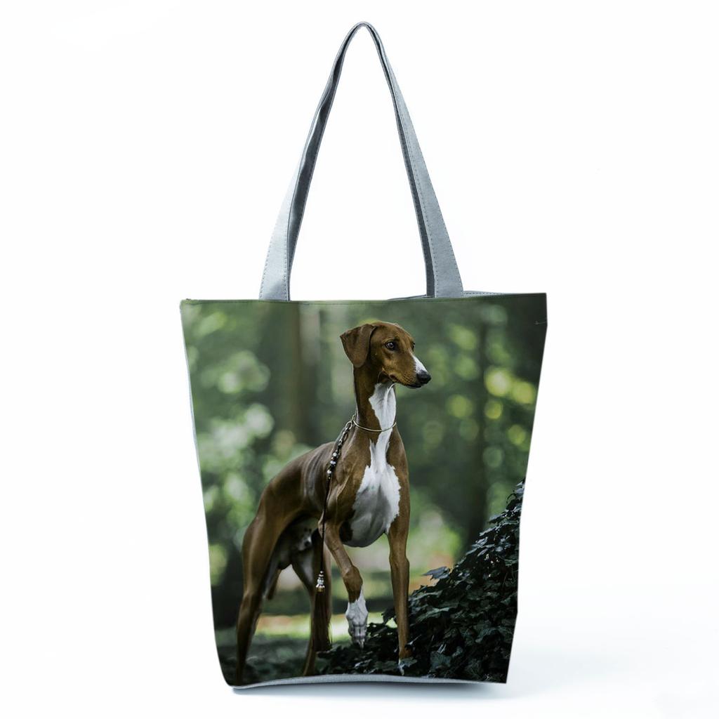 Greyhound Shopping Bags Casual Groceries Women Handbags Animal Dog Graphic Large Capacity Shoulder Bags Portable Foldable Totes