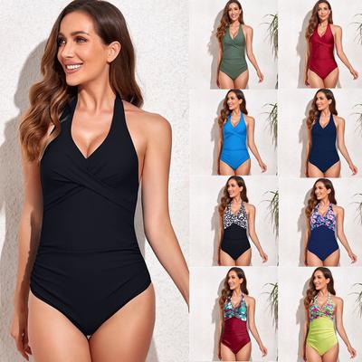 Dámske plavky jednodielne plavky so zaväzovaním späť Sexy bikiny plavky veľkej veľkosti viacfarebné