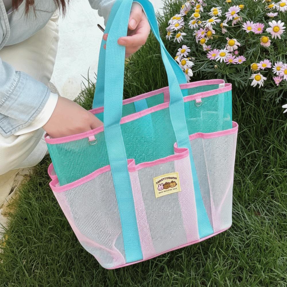 Nylon Mesh Beach Bag Gauze Mesh Handbag Cute Summer Shoulder Bag  Cosmetic Bag