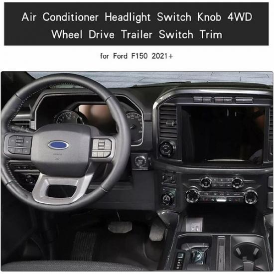 Air Conditioner Headlight 4WD Trailer Switch Knob Cover for Ford F150 2021+Black