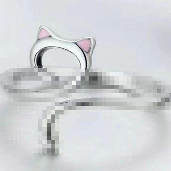 Japanese Korean Style Hollow Cat Ring - Adjustable Drip Oil Design for Students