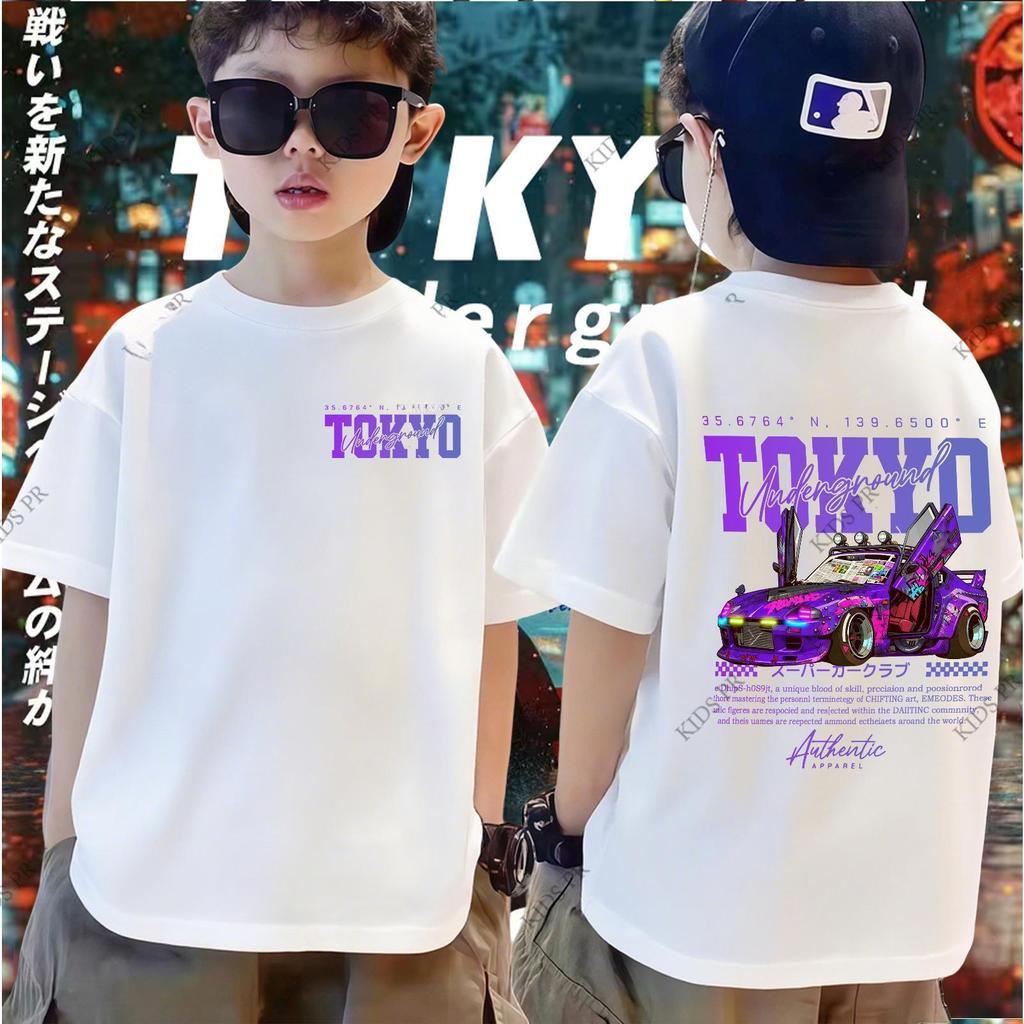 Boys' Short Sleeved T-shirt, Racing Printed Children's T-shirt, Fashionable Casual Top