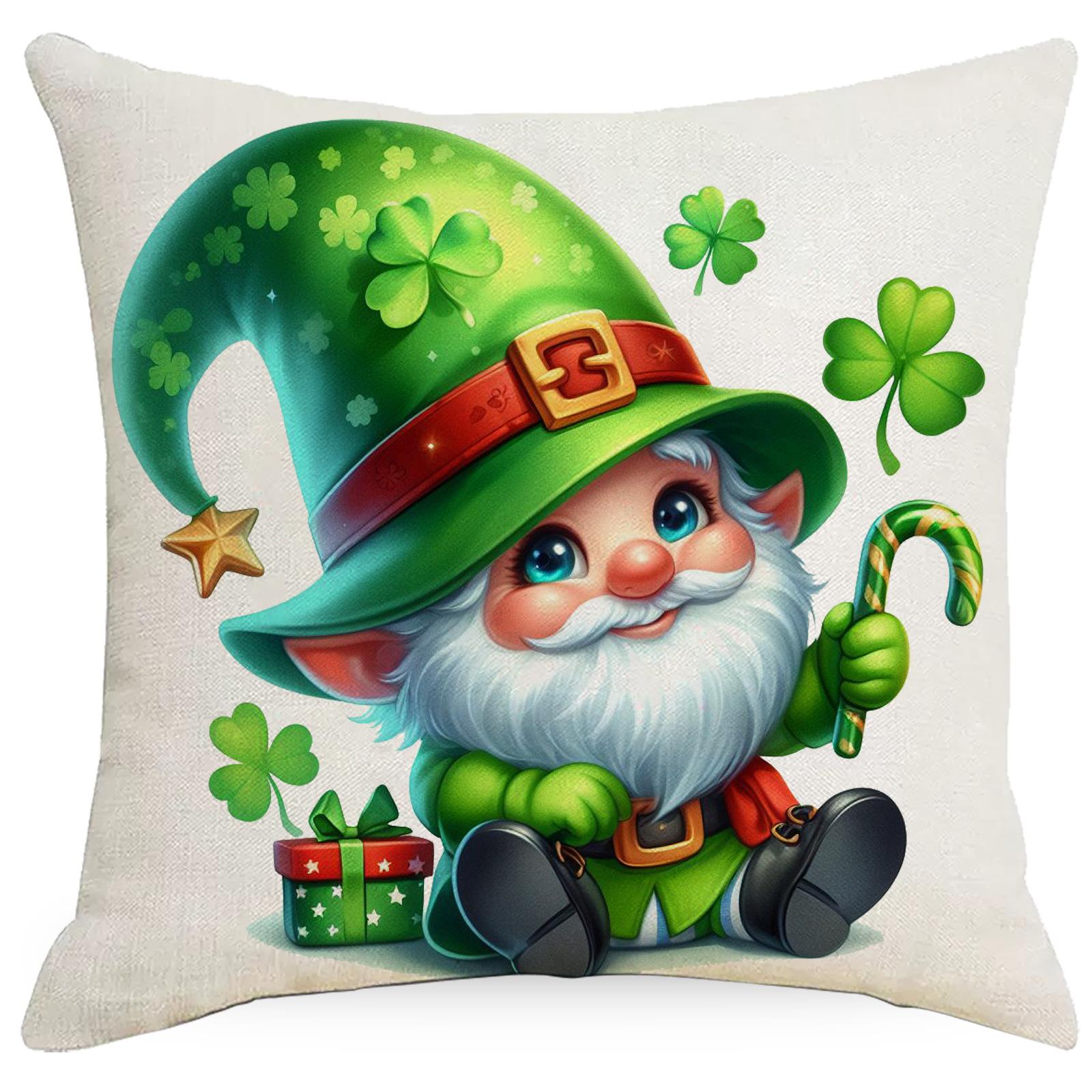 

Новая ул.. День Святого Патрика Пуш-кейс Гном Клевер на удачу Ирландия Фестиваль Наволочка-подушка 45 * 45Cm