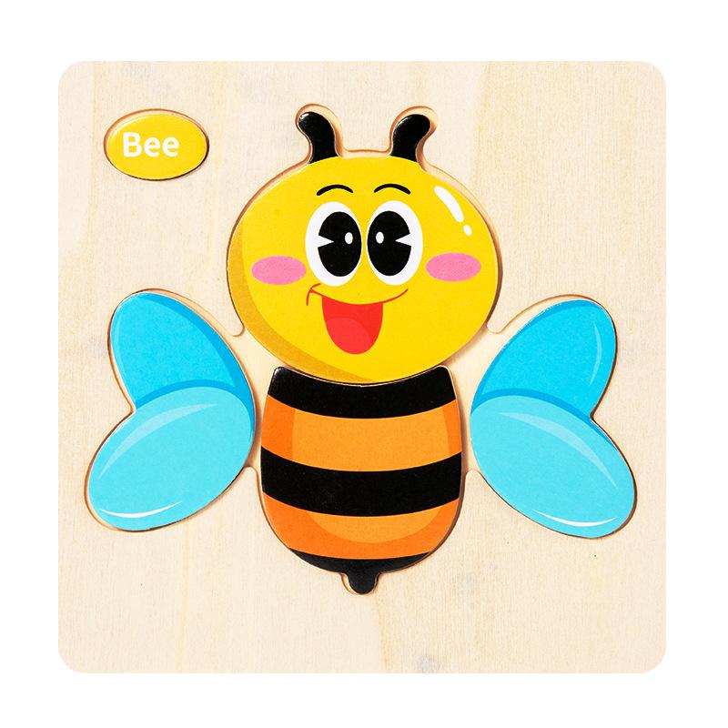 Children's 3D Wooden Animal & Transportation Shape Puzzle for Early Education