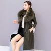Big Fur Collar Fur Collar Autumn and Winter Leather Jacket Women's Plush Thickened Long Slim Waist Leather Jacket Long Sleeves