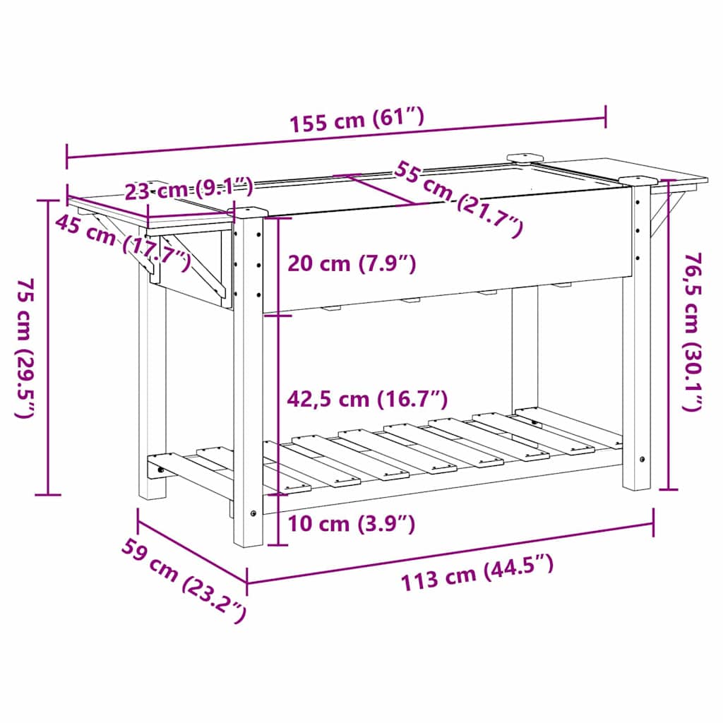 Garden Planter with Shelf Beige 155 x 59 x 76.5 cm