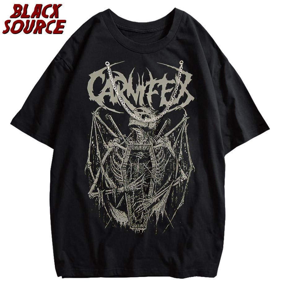 Summer Goth T Shirt for Men Aesthetic Loose Unisex Tshirt Punk Dark Grunge Streetwear Gothic Top Harajuku Cotton Mens Clothing