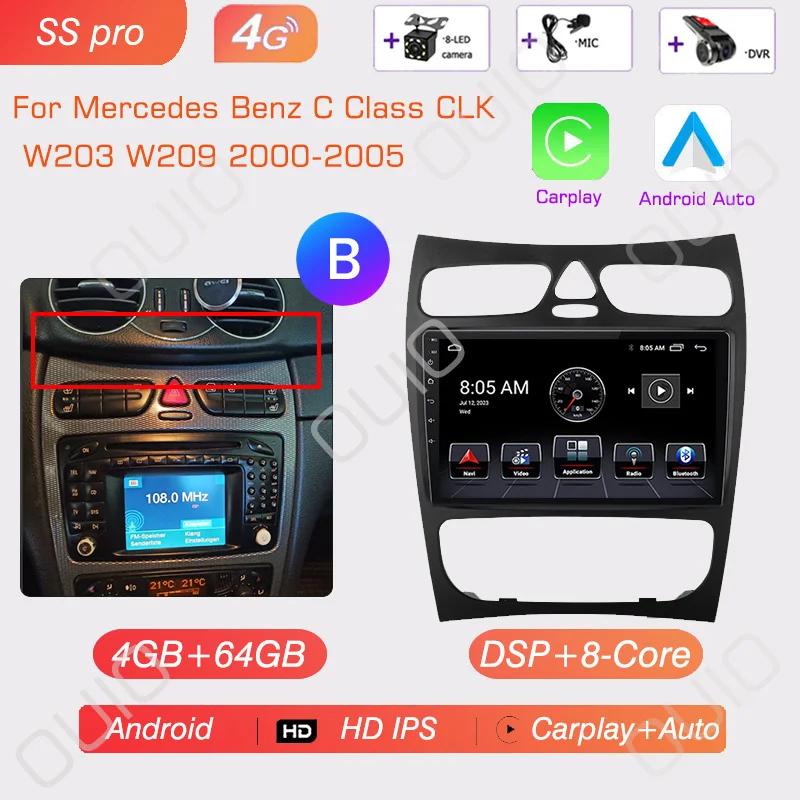 Android 13 Radio For Mercedes Benz C Class CLK W203 W209 2000-2005 Car Stereo Multimedia Player Carplay Auto GPS Navigation 2DIN