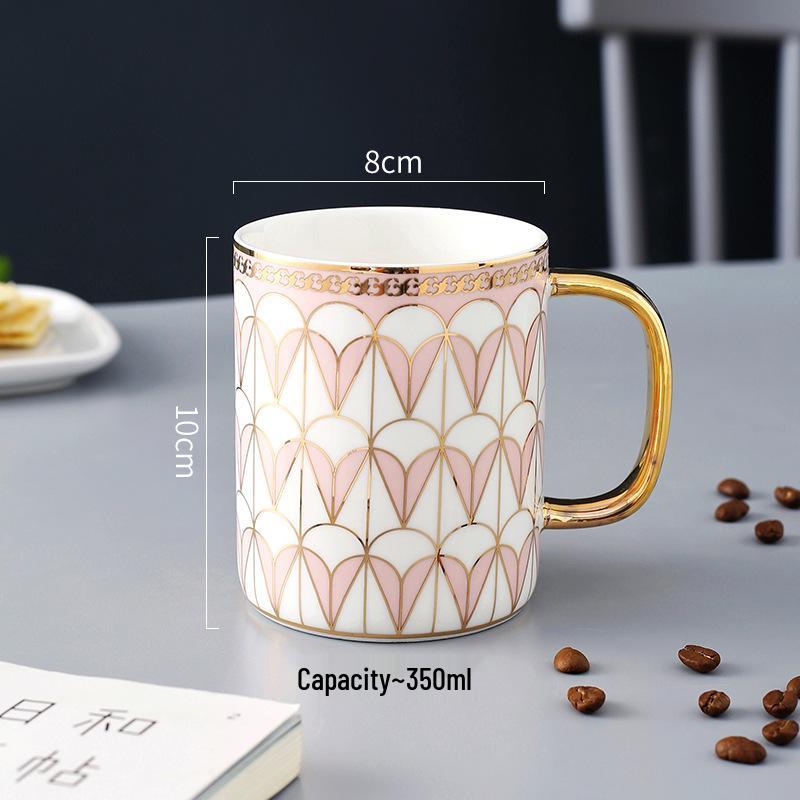 British Style Matching Ceramic Mug Set with Lids - High-End Coffee and Water Cups