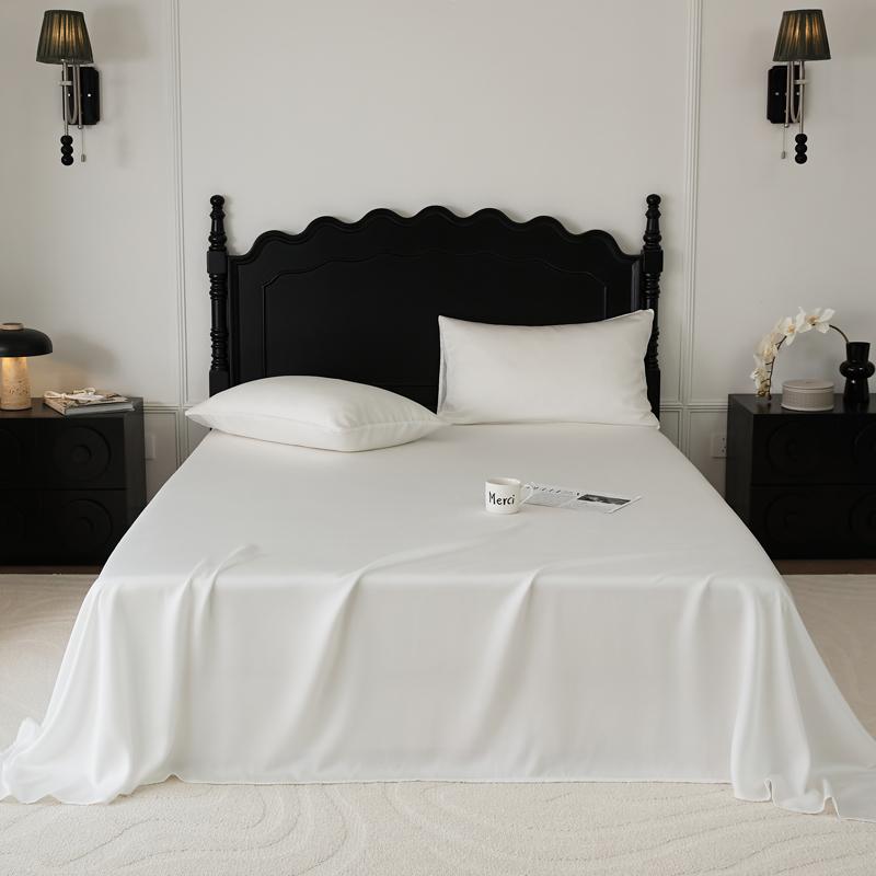 Solid Colour Style Tencel Bedding Set For Adults Kids One Piece Flat Sheet Colorful King Queen Full Size