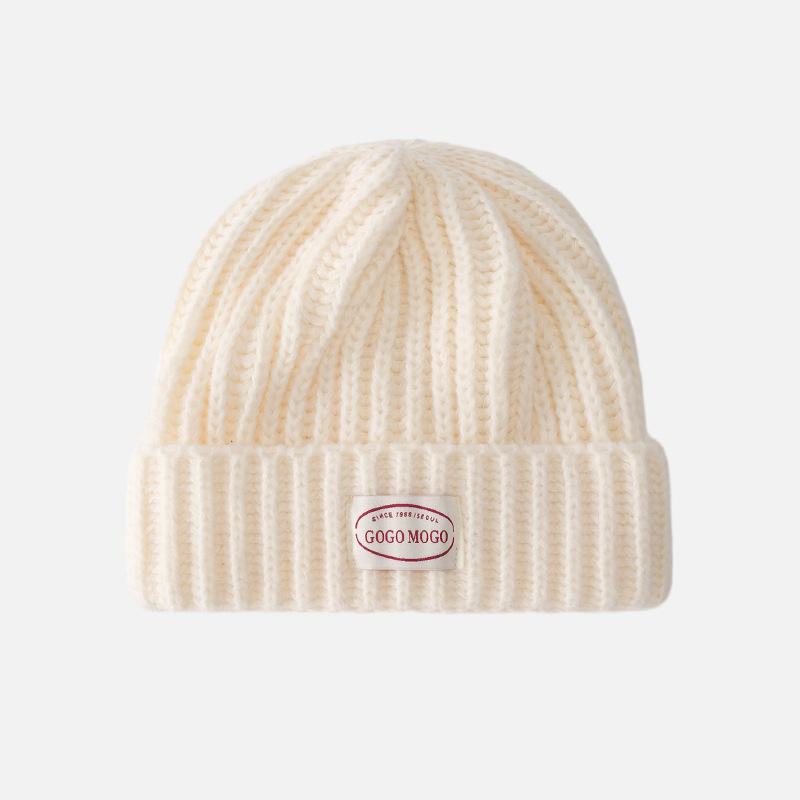 Letter Patch Woolen Hat for Women In Autumn and Winter, Face-showing Small Windproof Ear Protection Cold Hat, Fashionable and Versatile Warm Knitted