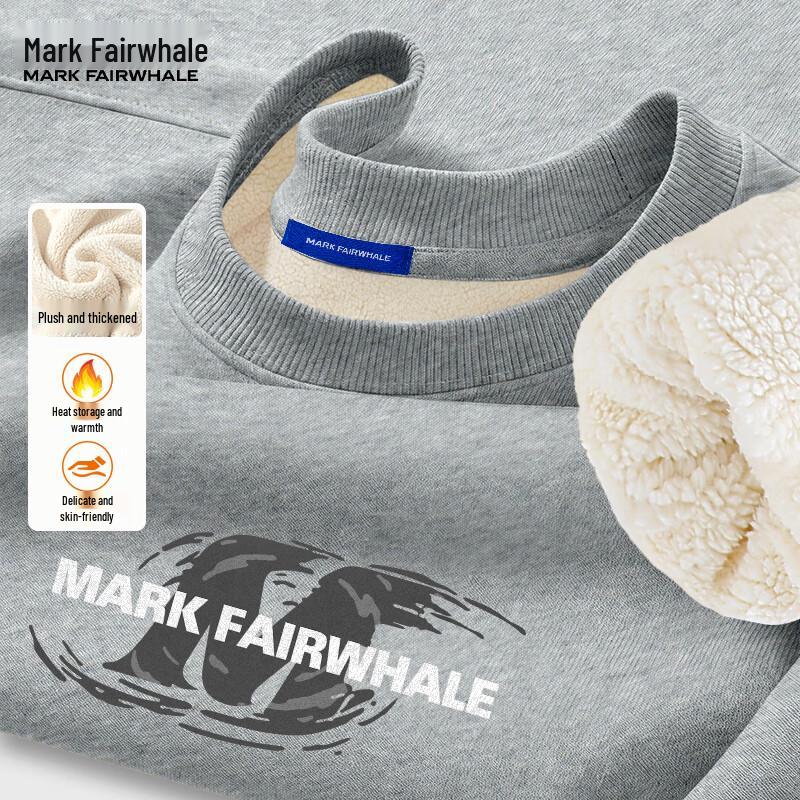 Mark Fairwhale Men's Heavyweight Fleece-Lined Crew Neck Sweatshirt with Logo Print