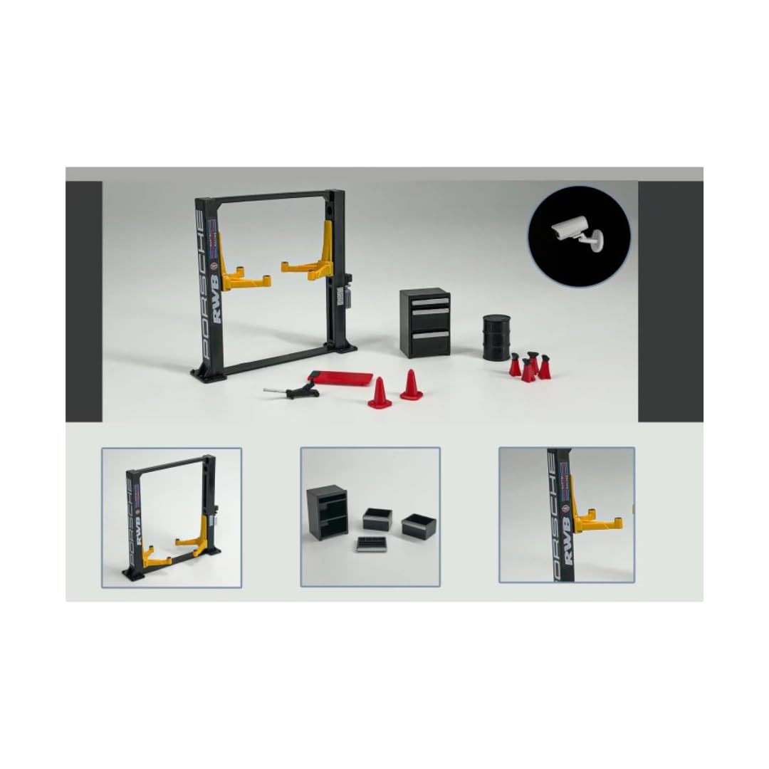 

Garage Lift and Tool Set 710012A Model Diorama Diecast Car 1/64 G-Fans [Used] чёрный