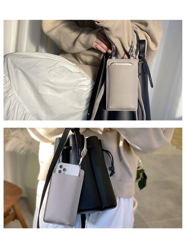 Gisele Crossbody Shoulder Smartphone Small Coin Vertical Style Brown with Women's Bag, Bag, Pouch, Wallet, Purse, Lightweight, Travel, Leisure, (Pink