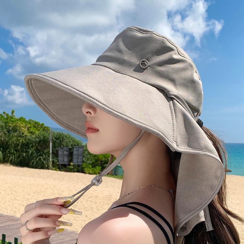 Summer Wide Brim Fisherman Hat With Ponytail Hole For Outdoor Sun Protection