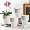 Nordic High-Leg Ceramic Orchid Pot: Durable, Artistic for Home or Balcony Use