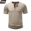 Men's Heathered Slub Cotton Henley T-Shirt - 3-Button Contrast Placket Chest Pocket Crew Neck Casual Slim Fit Daily Tops In Multiple Solid Colors