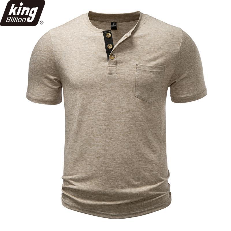 Men's Heathered Slub Cotton Henley T-Shirt - 3-Button Contrast Placket Chest Pocket Crew Neck Casual Slim Fit Daily Tops In Multiple Solid Colors