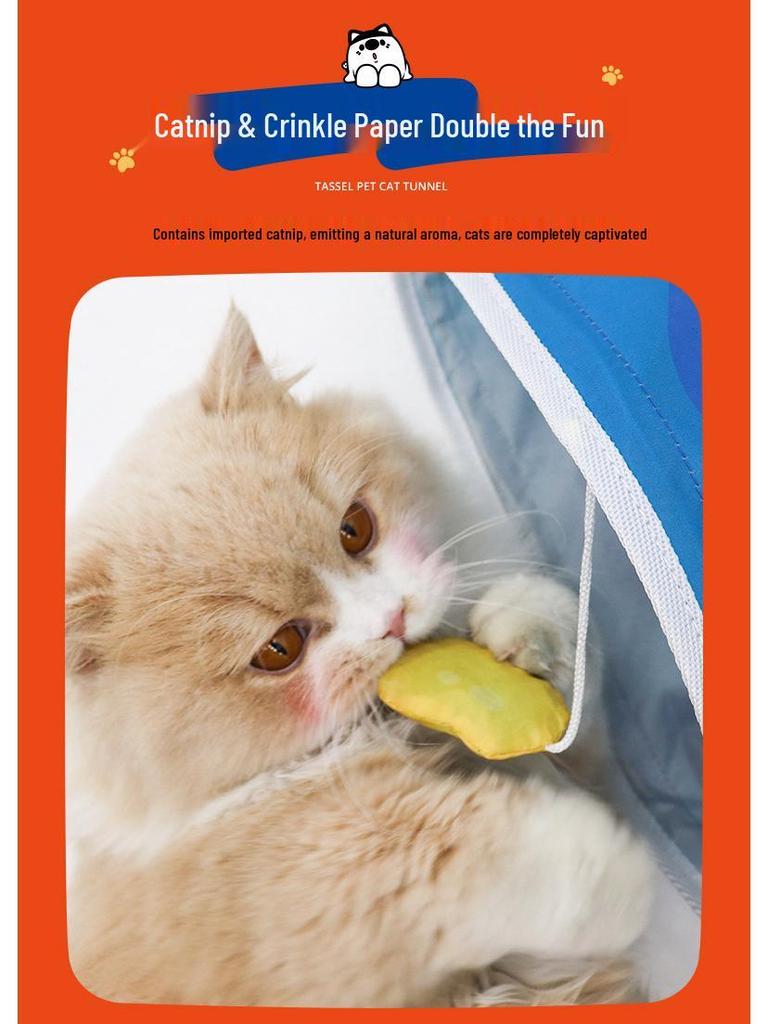 FULED Collapsible Two-Way Crinkle Cat Tunnel: Interactive Kitten Toy Tunnel