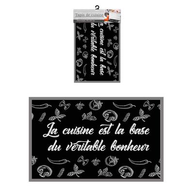 [Q2177] - Küchenteppich 'Die Küche ist die Basis wahren Glücks' schwarz - 60x40 cm
