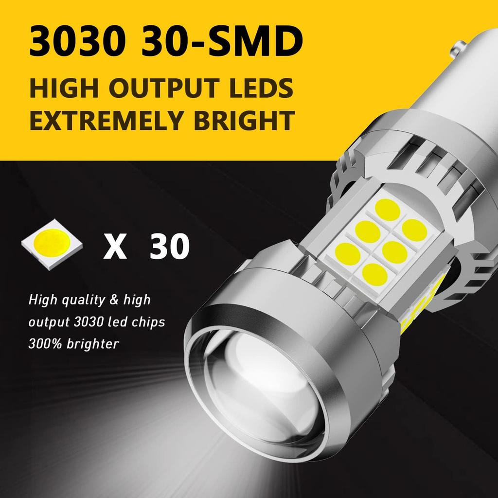 PHINLION 3200 Lumens Super Bright 1156 1141 3497 P21W 7506 LED Reverse Light Bulbs with Projector for Car Truck RV Backup Lights, 6000K Xenon White