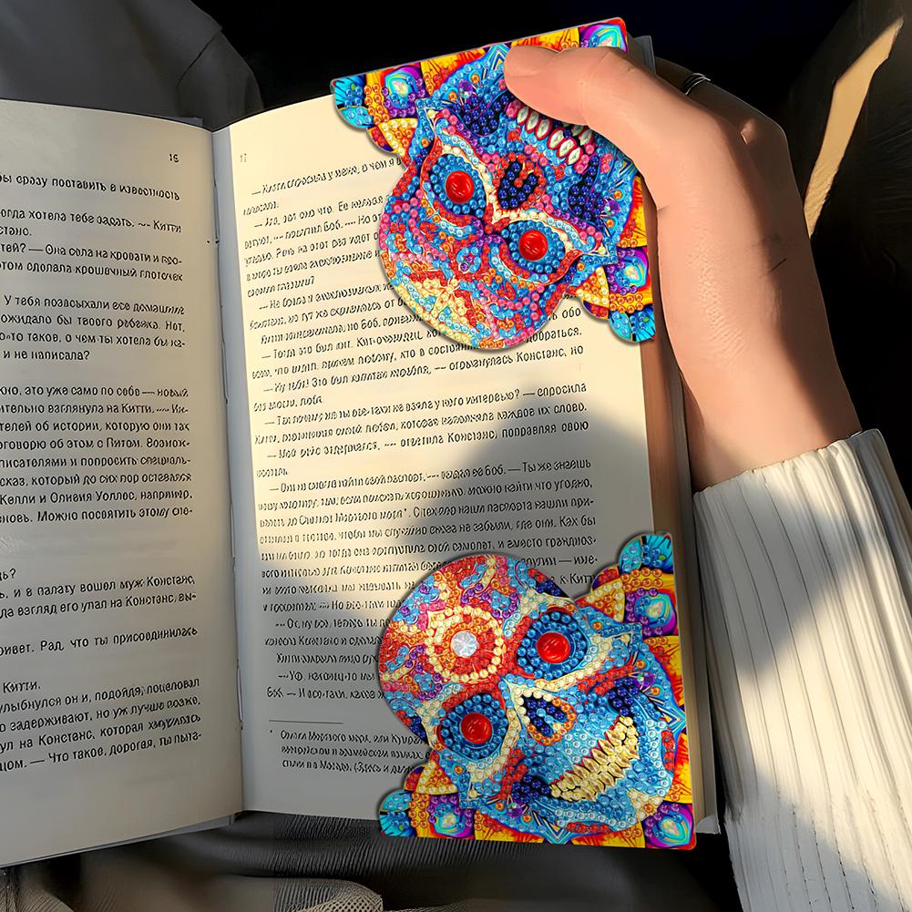 4PCS Diamond Painting Bookmark Pink Owl Diamond Embroidery Bookmarks Christmas Santa Claus Snowman Book Marks Mosaic Art Gift