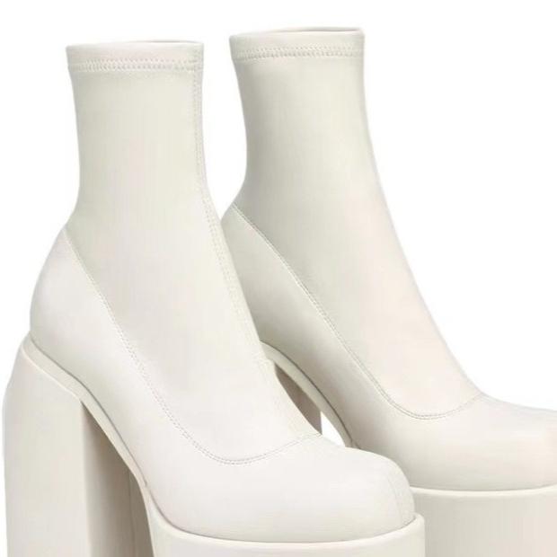 Fashion 2025 New Fashionable Short Boots for Women,square Toe Waterproof Platform,high Heels,thick Soled Women's Boots 35-43 Botas Mujer