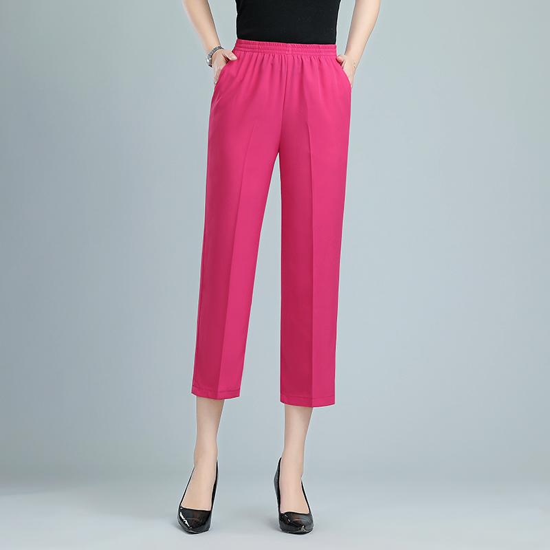 Women's Summer Thin Straight Pants Solid Color Black Trousers Summer High Waist Pants