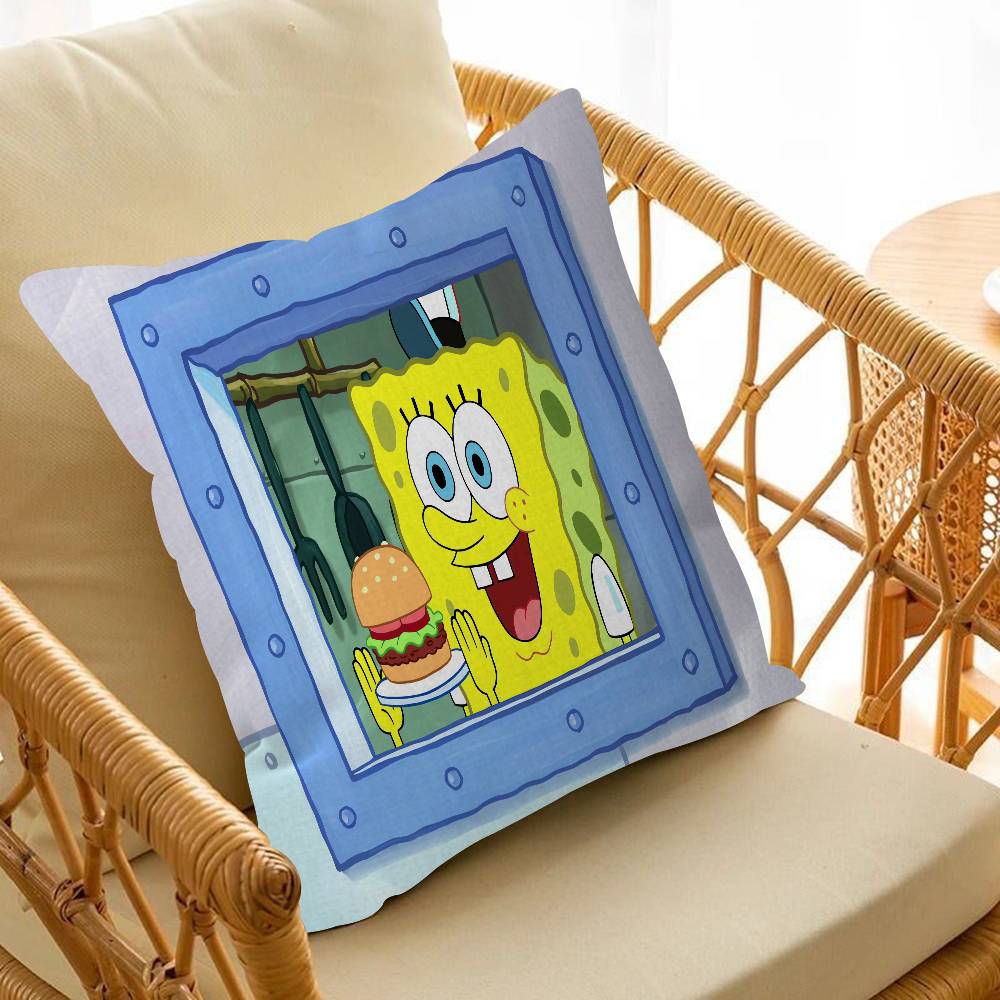 Cartoon Sponge And Bobs S-SquarePants Pillow Cushion Cover Pillowcase Living Room Sofa Home Decor Customized