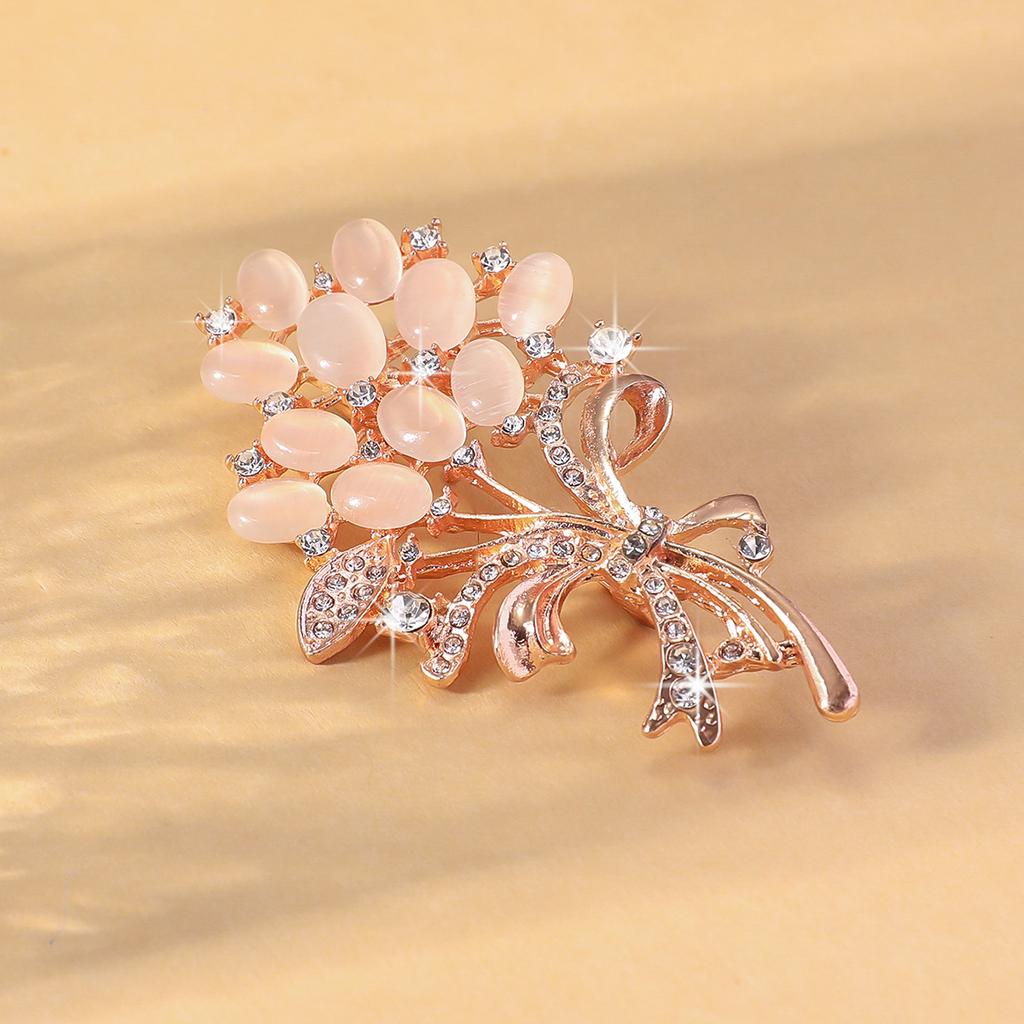 1PC Fashionable Opal Stone Flower Brooch Pin Garment Accessories Birthday Gift Brooches For Women Rhinestone Brooch Pin-6691