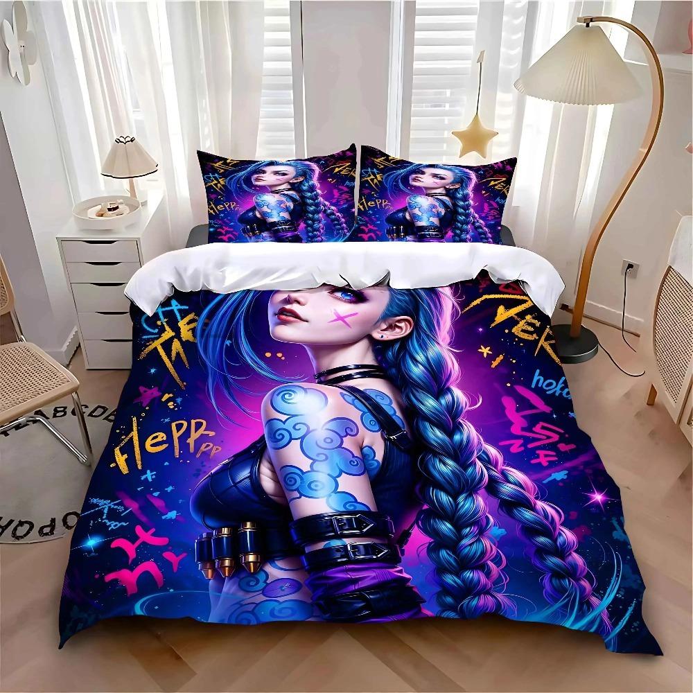Arcane Anime J-JinX Duvet Cover Pillowcase Bedding Bedroom Decoration Children Gift Adult Single Double Bed Large SizeZip Duvet